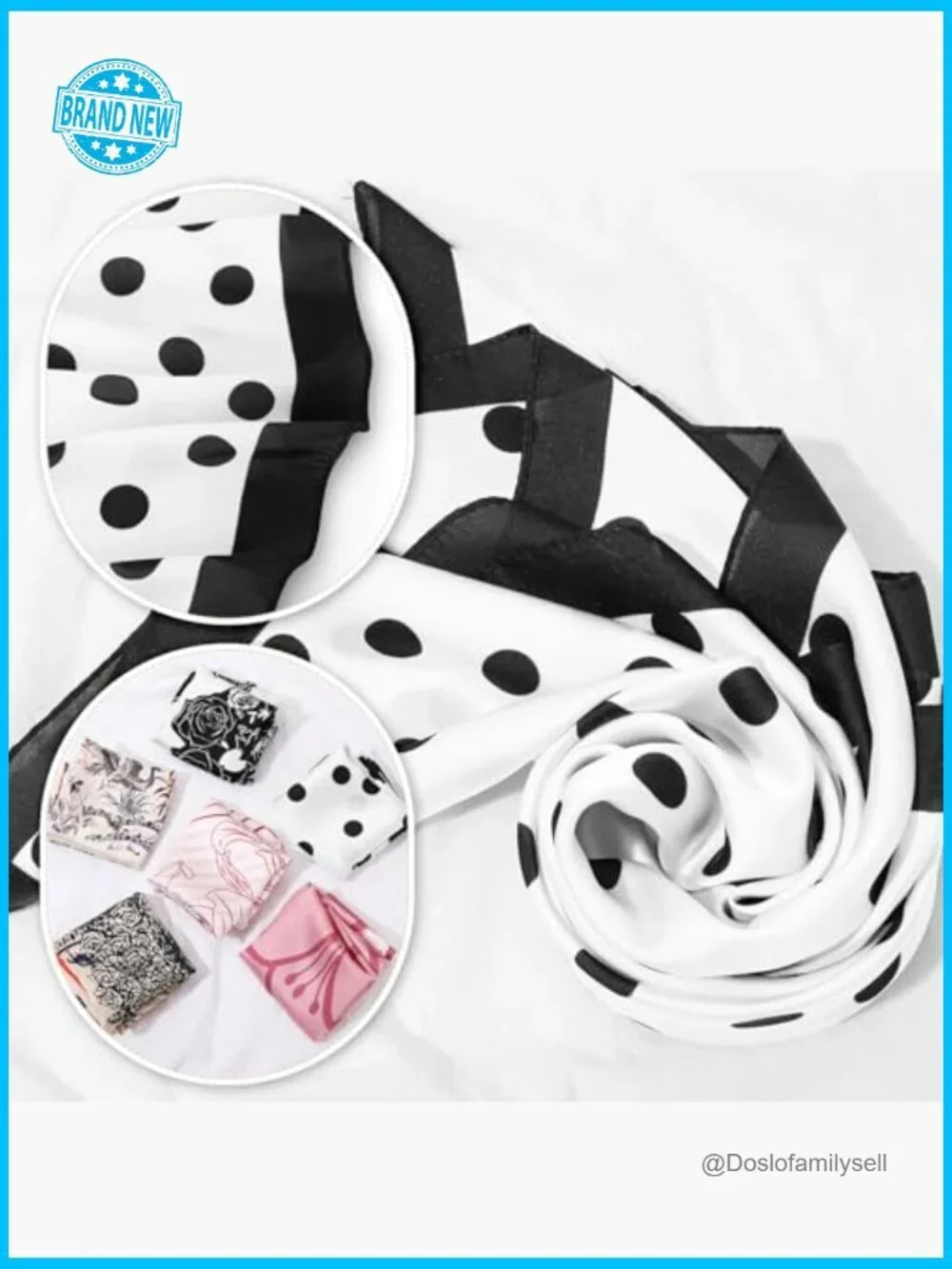 Satin Silk Feeling Head Scarf Set 6 PCS Fashion Neckerchief Boho Chic